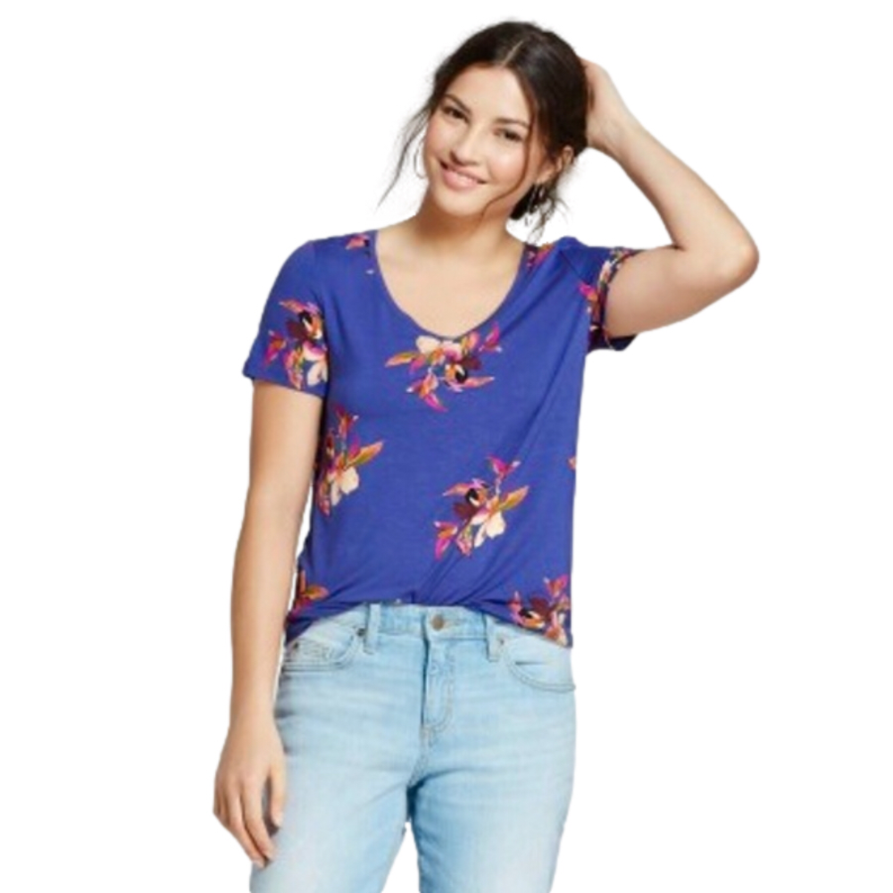 A New Day blue floral t-shirt